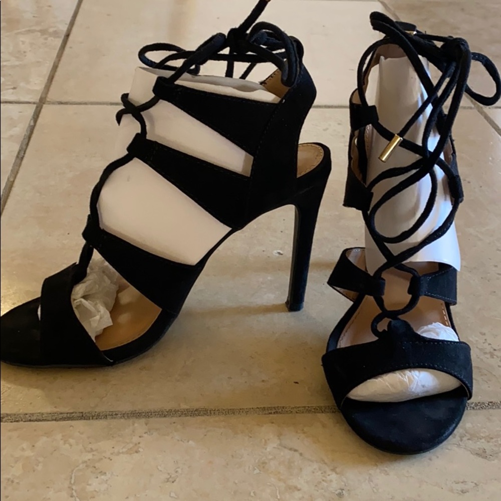 Black lace up heels